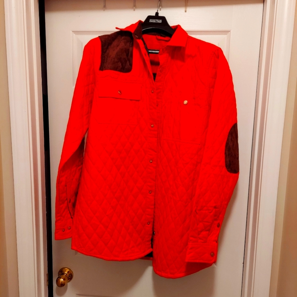 Boulder Creek Men's Orange Quilted Hunting/Shooting Jacket, L Elbow Patches
